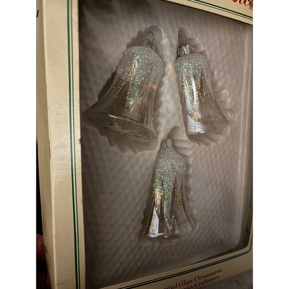 Christmas Classics Vintage Glass Hand Decorated European Gold Opal White NEW NWT - Picture 5 of 6